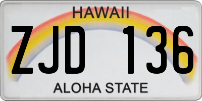 HI license plate ZJD136