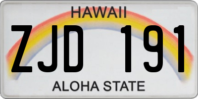 HI license plate ZJD191