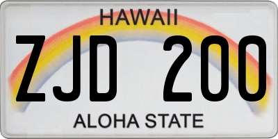 HI license plate ZJD200