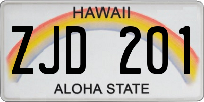 HI license plate ZJD201