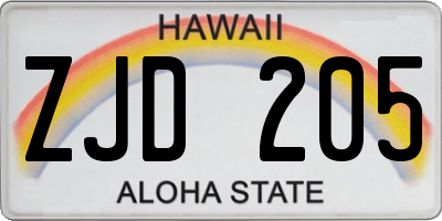 HI license plate ZJD205