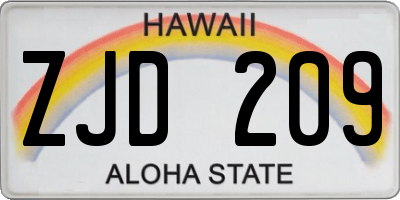 HI license plate ZJD209