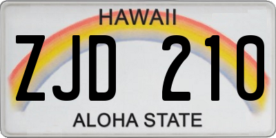 HI license plate ZJD210