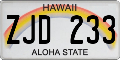 HI license plate ZJD233