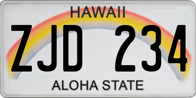 HI license plate ZJD234