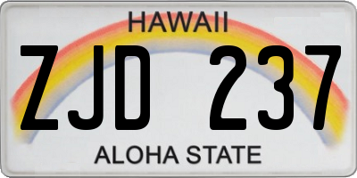 HI license plate ZJD237