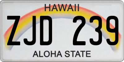 HI license plate ZJD239