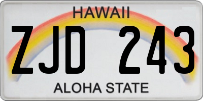 HI license plate ZJD243