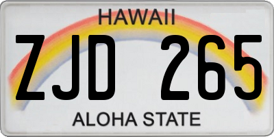 HI license plate ZJD265