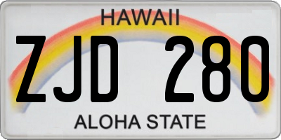 HI license plate ZJD280