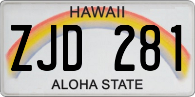 HI license plate ZJD281