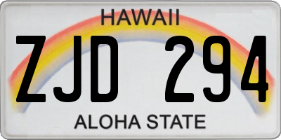 HI license plate ZJD294
