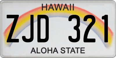 HI license plate ZJD321