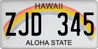 HI license plate ZJD345