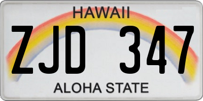 HI license plate ZJD347