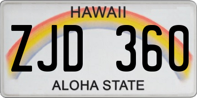 HI license plate ZJD360