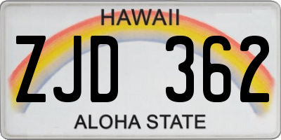 HI license plate ZJD362