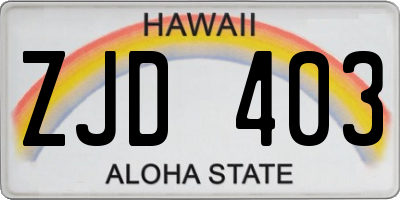 HI license plate ZJD403