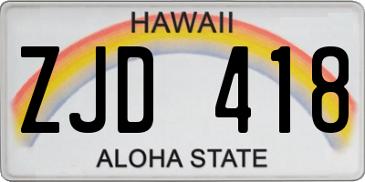 HI license plate ZJD418
