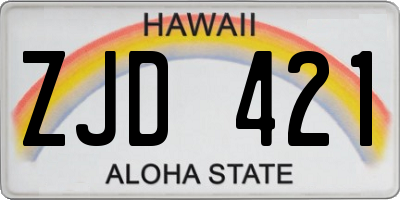 HI license plate ZJD421