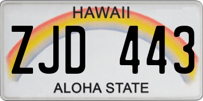 HI license plate ZJD443
