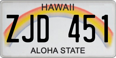 HI license plate ZJD451