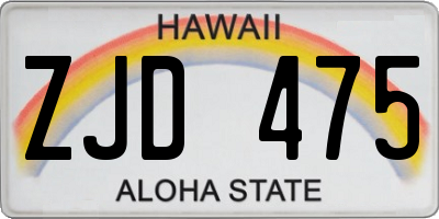HI license plate ZJD475