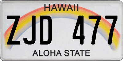 HI license plate ZJD477