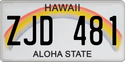 HI license plate ZJD481