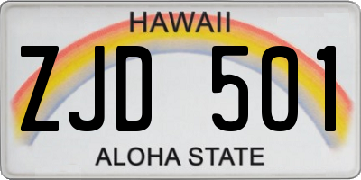 HI license plate ZJD501