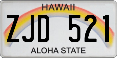 HI license plate ZJD521