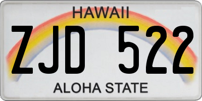 HI license plate ZJD522