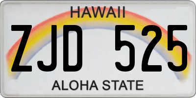HI license plate ZJD525