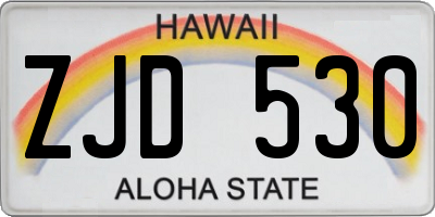 HI license plate ZJD530