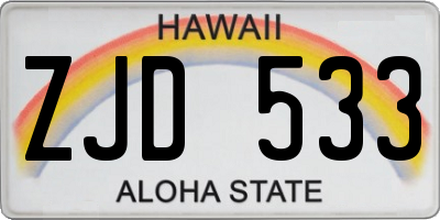 HI license plate ZJD533