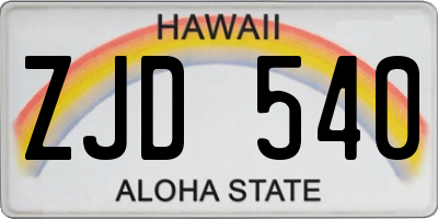 HI license plate ZJD540