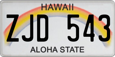 HI license plate ZJD543