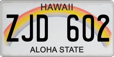 HI license plate ZJD602