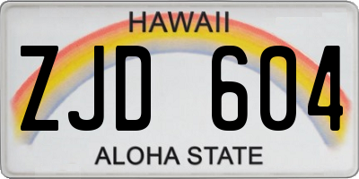 HI license plate ZJD604