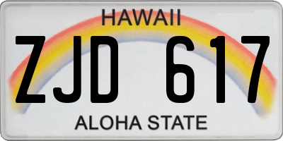 HI license plate ZJD617