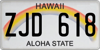 HI license plate ZJD618