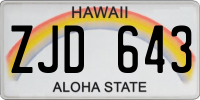HI license plate ZJD643