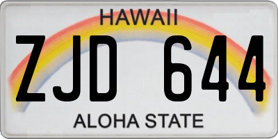 HI license plate ZJD644