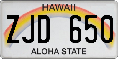 HI license plate ZJD650