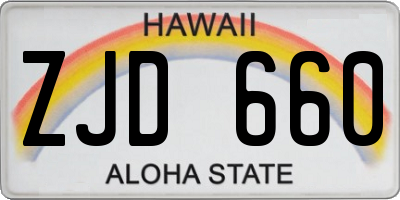 HI license plate ZJD660