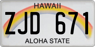 HI license plate ZJD671