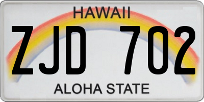 HI license plate ZJD702