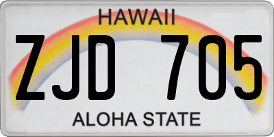 HI license plate ZJD705