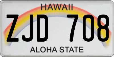 HI license plate ZJD708