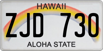 HI license plate ZJD730